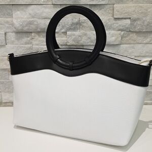 Women's Two-Tone White and Black Tote Bag